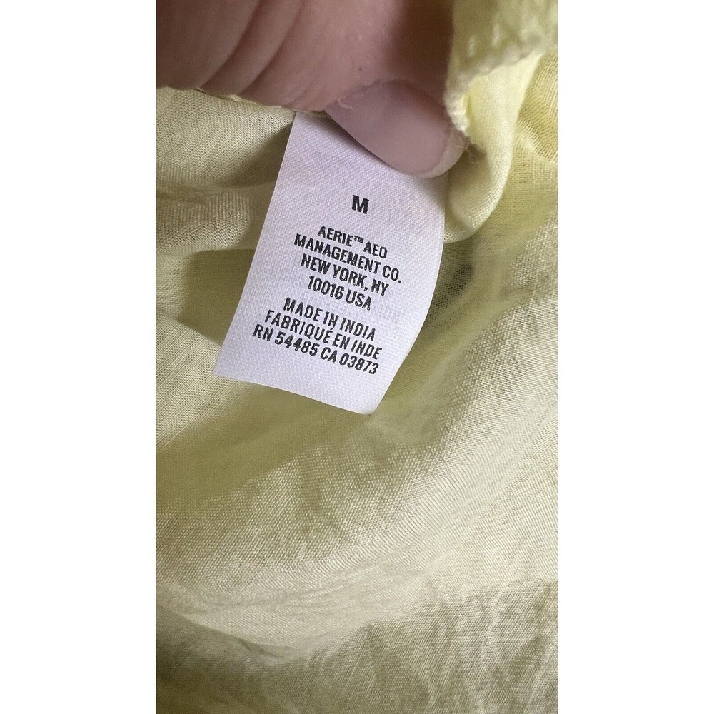 AERIE‎ FLORLA RUFFLE yellow shirt lace and floral Sz M - Picture 6 of 8